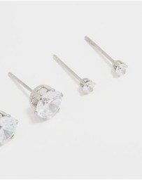 Lovisa - Waterproof Stainless Steel Cubic Zirconia & Pearl Stud Earrings 4-Pack
