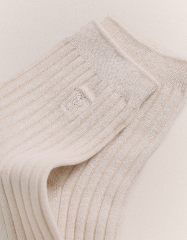 Trenery - Monogram Rib Crew Sock in Marshmallow