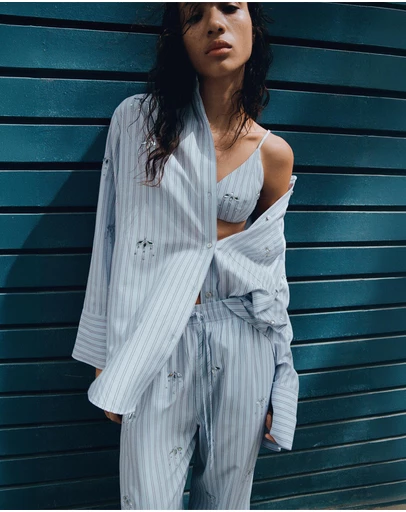 M.N.G - Striped Shirt With Rhinestone Detail