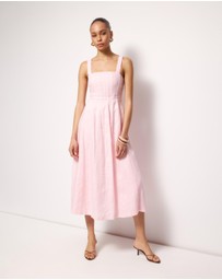 AERE - Pasey Linen Seamed Detail Midi Dress