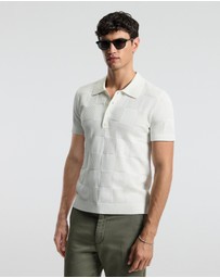 Calibre - Grid Stitch Polo White