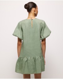 AERE - Brea Puff Sleeve Linen Mini Dress