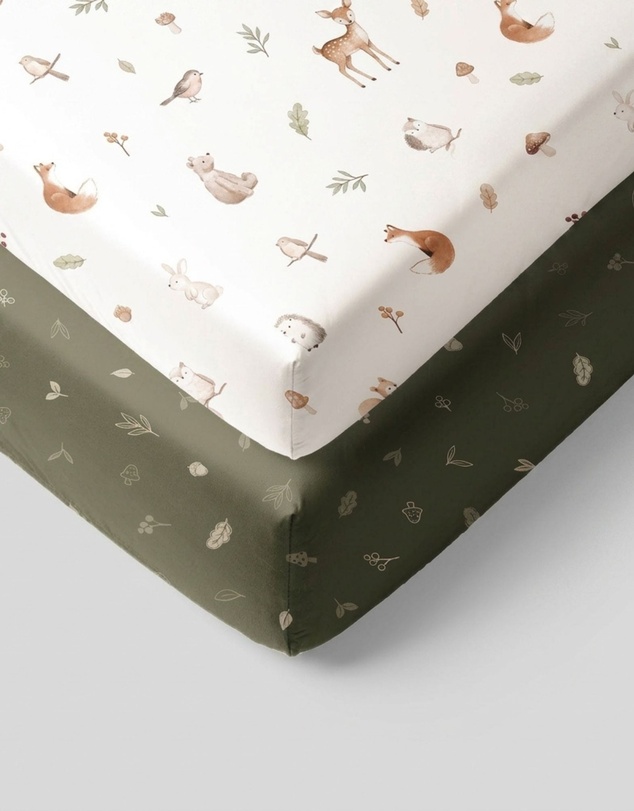 Living Textiles - 2 Pack Organic Cot Fitted Sheet - Fox & Friends