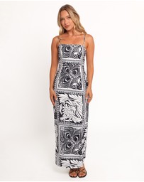 Petal & Pup - Riley Printed Midi Dress - Black