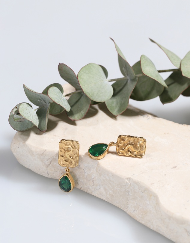Elli Jewelry - Quartz Teardrop Stud Earrings in Gold-Plated 925 Silver
