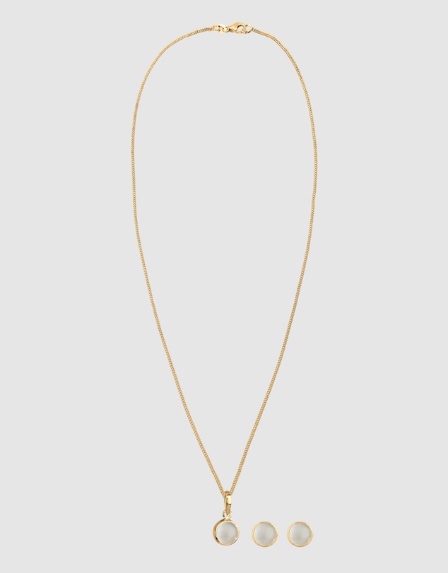 Elli Jewelry - Jewelry Set Women Moonstone 925 Sterling Silver Gold Plated