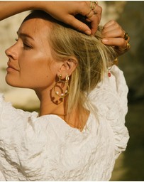 Ottoman Hands - Aristea Pearl and Gold Bead Hoop Earrings