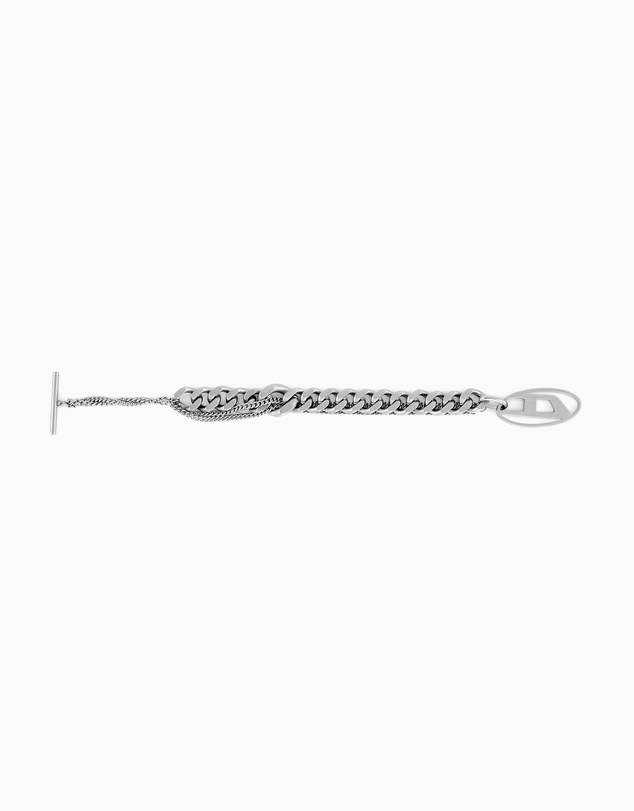 Diesel - Oval D Logo Silver Tone Bracelet