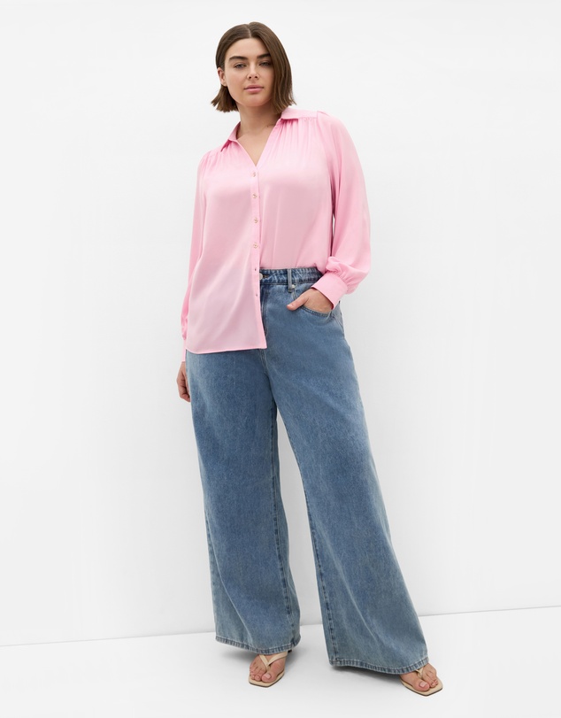 City Chic - Plus size Hadlee Long Sleeve Shirt - dusty pink