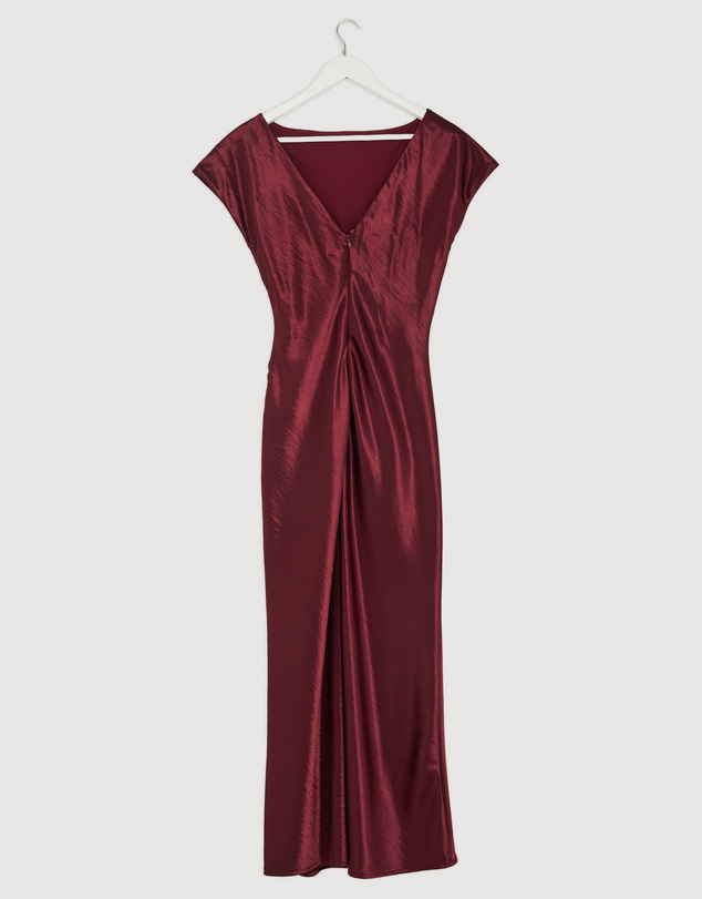 Revibe - Repaired Tussah Amy Boat Neck Satin Midi Dress - AU 10