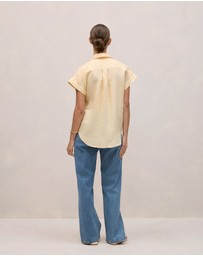 Trenery - Linen Cap Sleeve Shirt in Butter