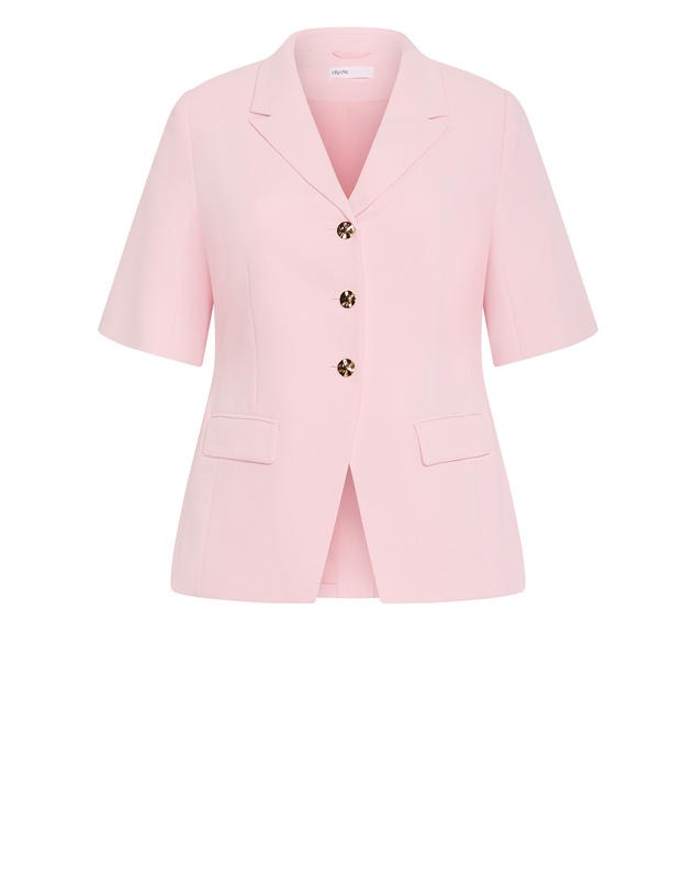 City Chic - Plus size Abbie Short Sleeve Blazer - heavenly pink