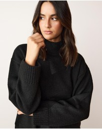 Atmos&Here - Teo High Neck Wool Blend Knit Jumper