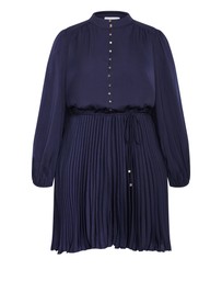 City Chic - Halle Long Sleeve Pleat Mini Dress