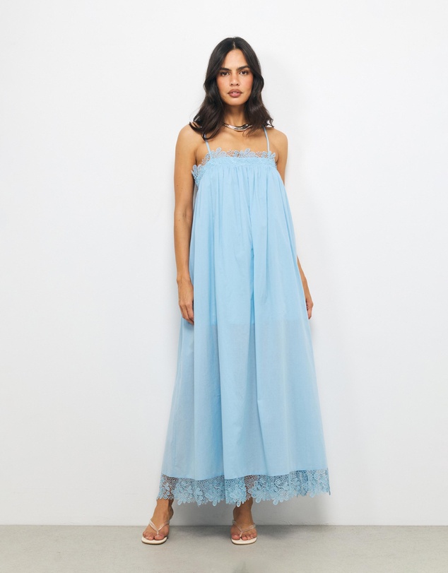 AERE - Mara Cotton Voile Trim Maxi Dress