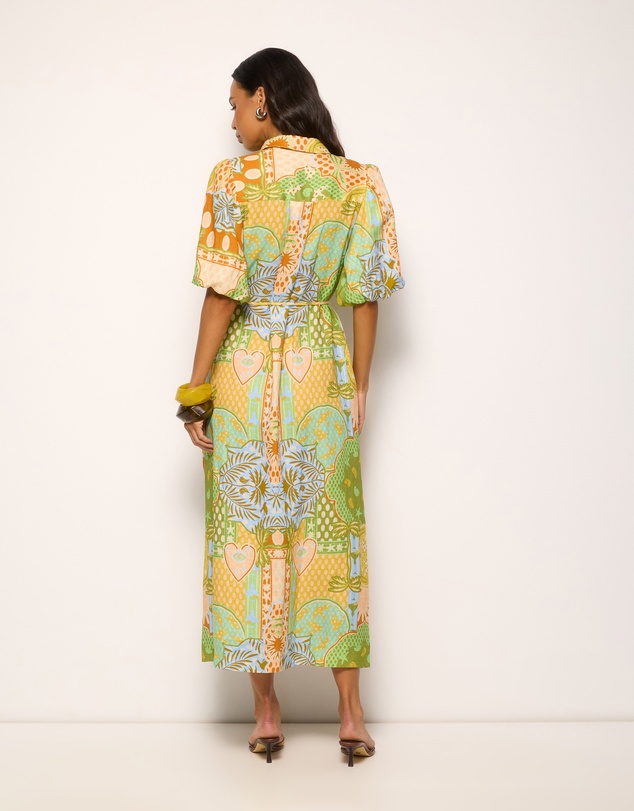 AERE - Amalie Linen Puff Sleeve Shirt Dress