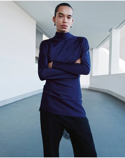 M.N.G - Satin High-Neck Dress