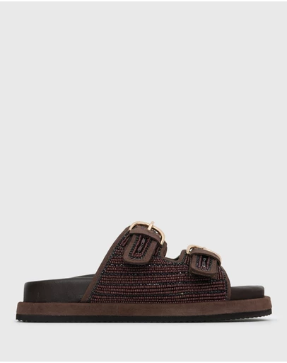 Betts - Cosmo Leather Buckle Flatform Slides