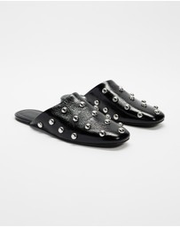 AERE - Lola Leather Stud Flats
