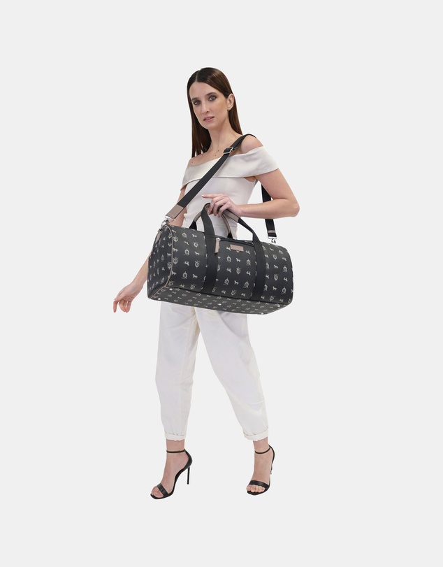 Pierre Cardin - Pierre Cardin Canvas Print/Leather Trim Art Design Duffle Bag