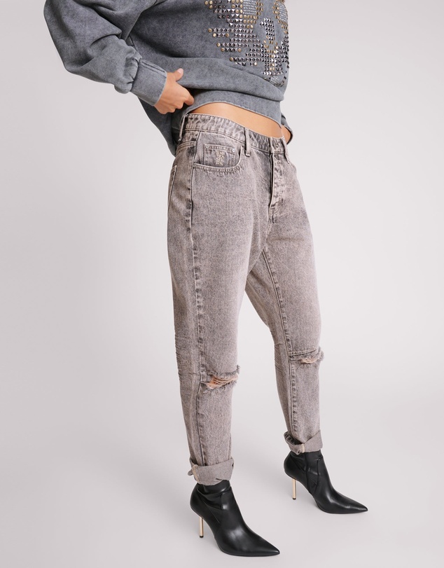 ONE TEASPOON - Saints Low Waist Boyfriend Denim Jeans - Dusty Smoke
