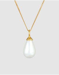Elli Jewelry - Necklace Drop Pendant Classic with Freshwater Cultured Pearl in 925 Sterling Silver Gold Plated
