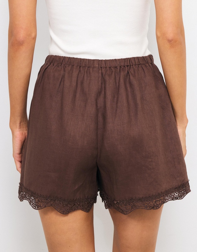 AERE - Flossie Lace Trim Linen Shorts