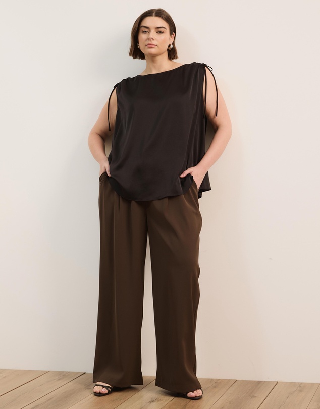 Atmos&Here Curvy - Ava Satin Tie Detail Top