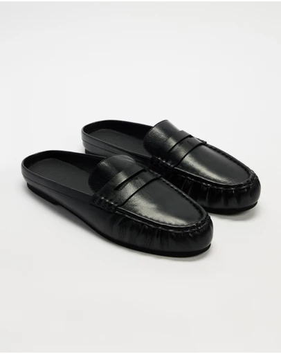 AERE - Slip On Leather Loafers - Women's