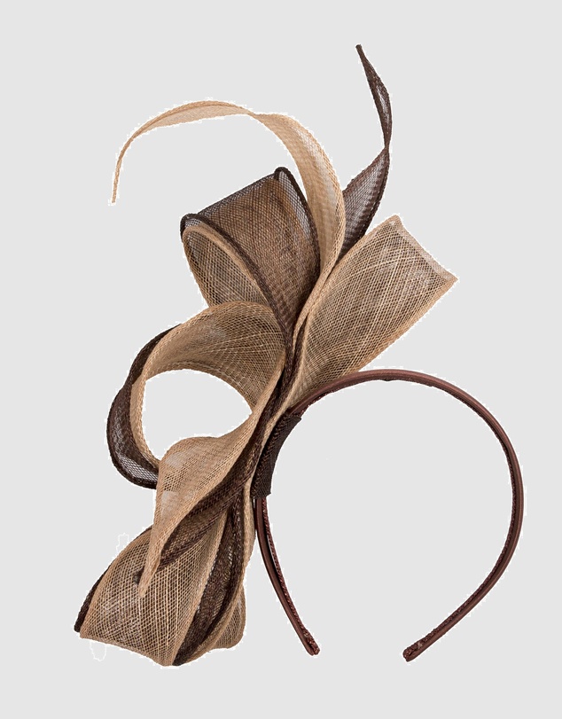 Max Alexander - Coffee and Nude Sinamay Bow Racing Fascinator