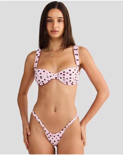 Vacay Swimwear - Rhodes Top Pink Polka