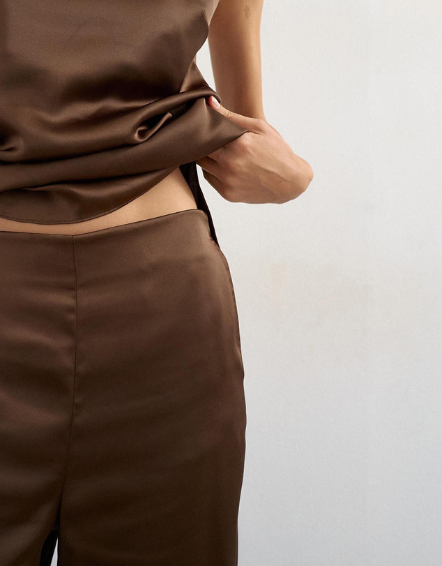 TOPSHOP - Bianca Satin Wide Leg Trousers