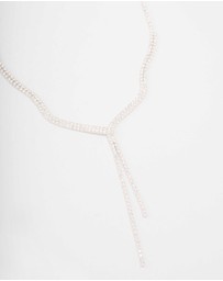 Lovisa - Silver Fine Ribbon Cubic Zirconia Lariat Necklace
