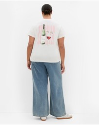 City Chic - Plus size Sammy Cin Cin Tee - ivory