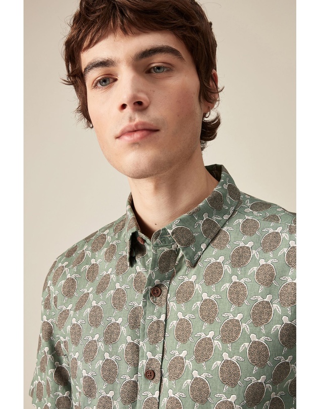 NEXT - Linen Blend Printed Short Sleeve Shirt