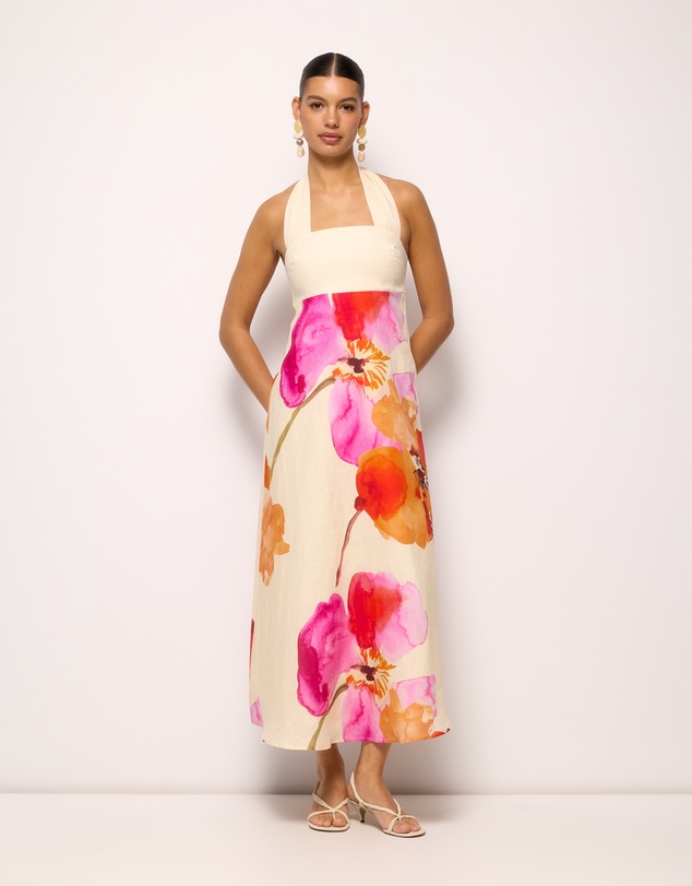 AERE - Fiora Linen Midi Dress