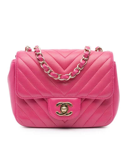 Chanel - Pre-Loved Mini Square Classic Chevron Lambskin Single Flap