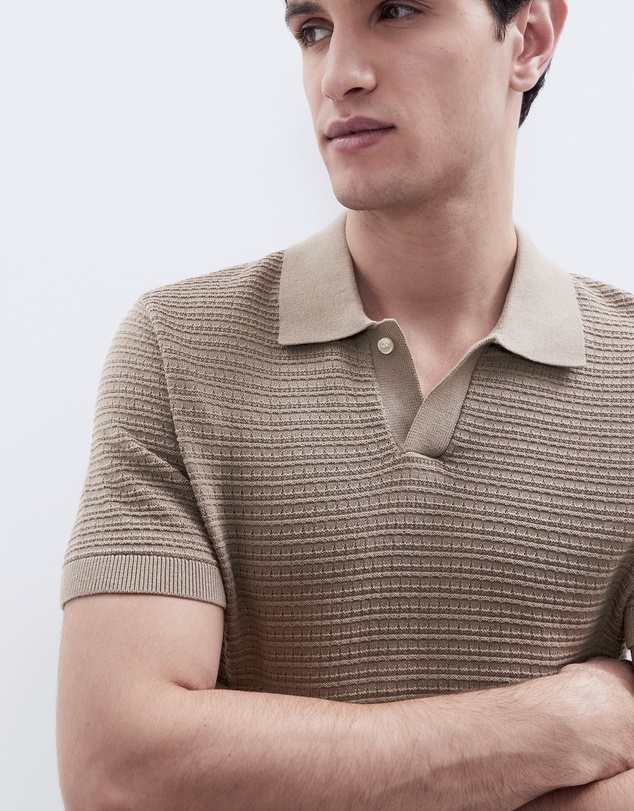UNISON - Pointelle Stitch Knit Polo