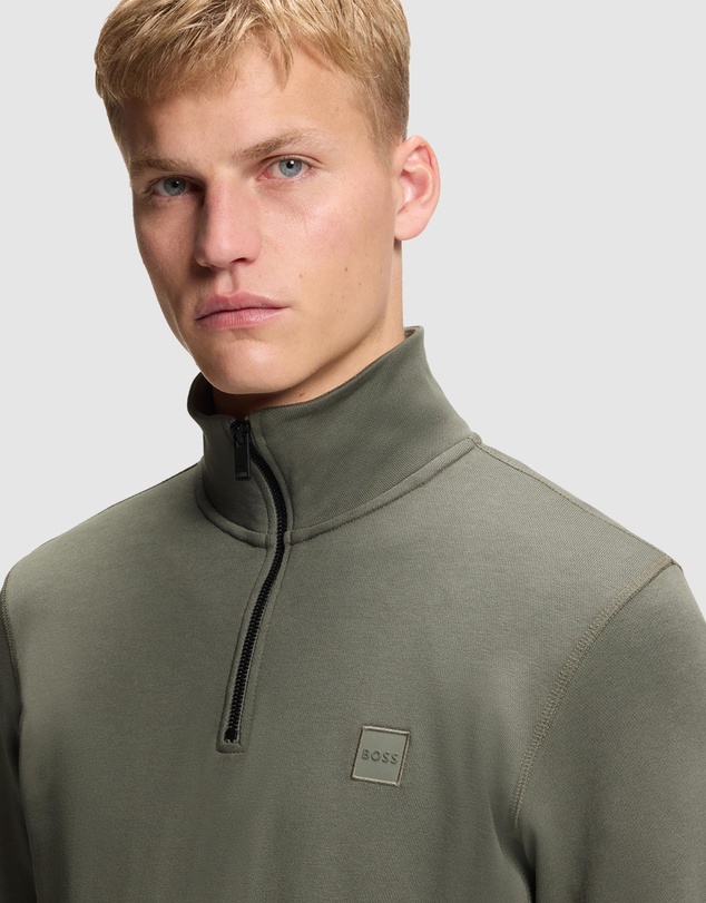 BOSS - Cotton-Terry Sweatshirt With Zip Collar