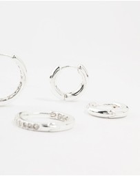 Lovisa - Silver Plated Diamante Huggie Earrings 3-Pack
