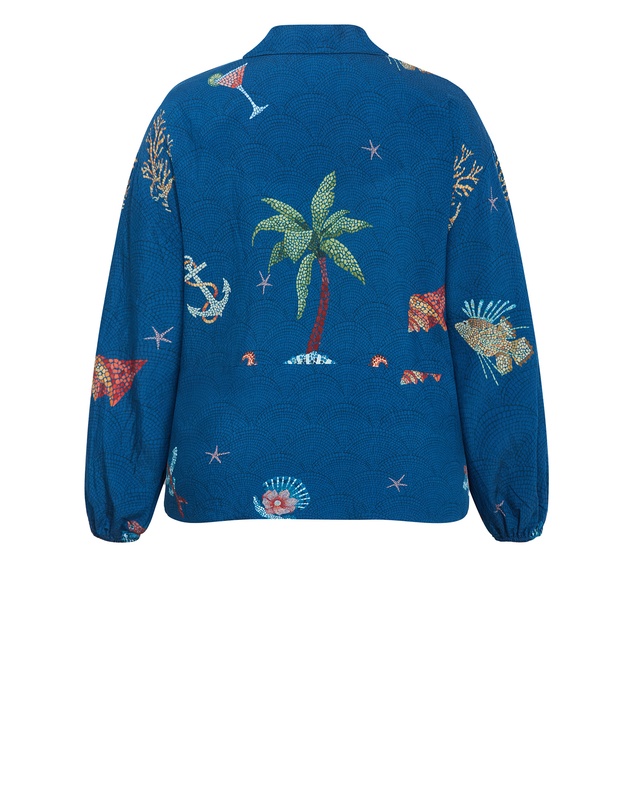 City Chic - Plus size Tia Sea Print Shirt - marine navy