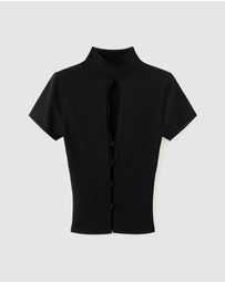 M.N.G - Perkins-Neck Sweater With Cut-Out