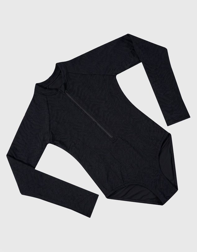 Aqua Blu Kids - Stepping Stones Black Long Sleeve One Piece - Teens