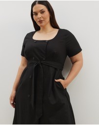 Atmos&Here Curvy - Dasha Scoop Neck Linen Blend Midi Dress