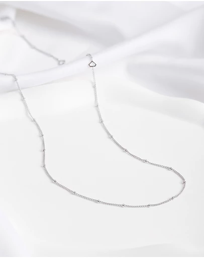 Wanderlust + Co - Beaded Chain Silver Necklace