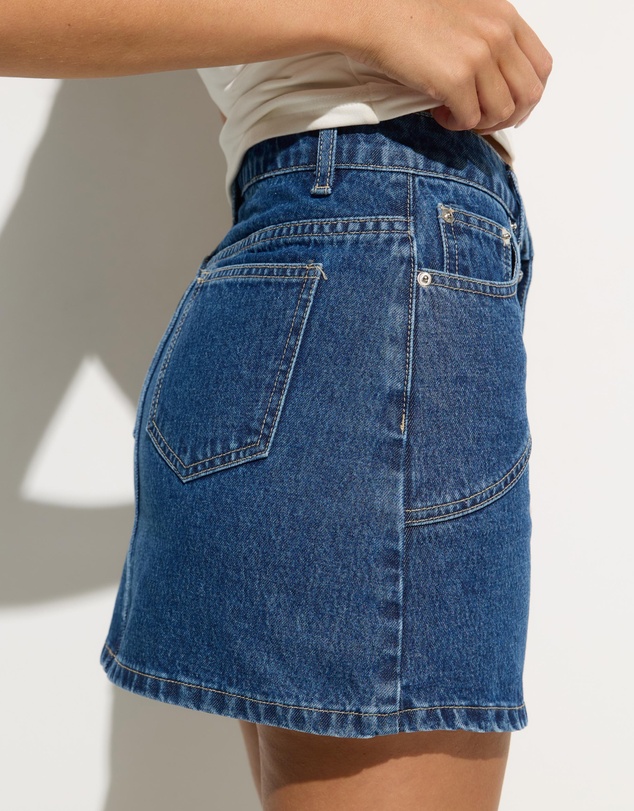 Dazie - Crescent Denim Mini Skirt