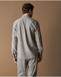 Trenery - Regular Fit Brushed Cotton Flecked Shirt in Grey Marle