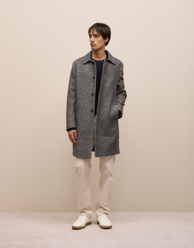Trenery - Cotton Blend Textured Crew in Navy