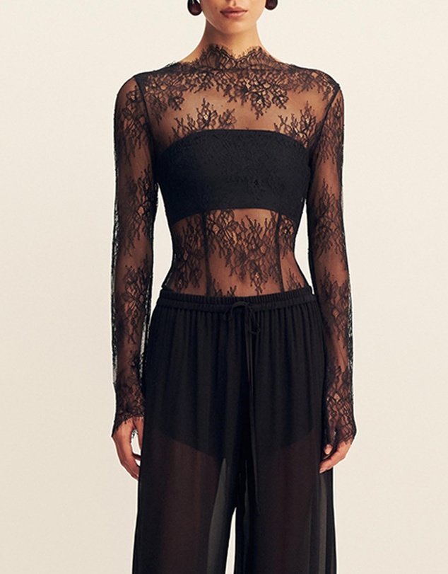 Shona Joy - Lambent Lace Long Sleeve Bodysuit