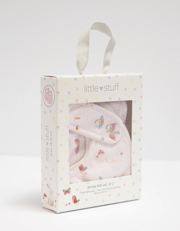 Little Stuff - Butterfly Garden Jersey Bibs Set Of 2
